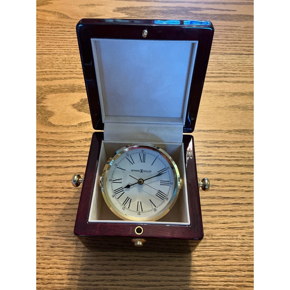 Howard Miller Rosewood‎ Gimbaled Desk Clock 645-443 Morgan Stanley Funds Boxed